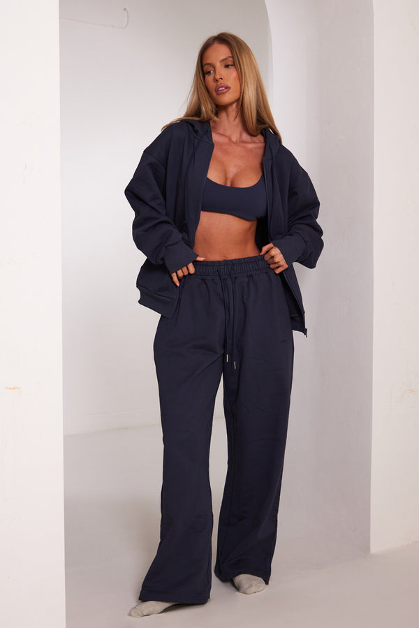 The Wide Leg Joggers - Navy