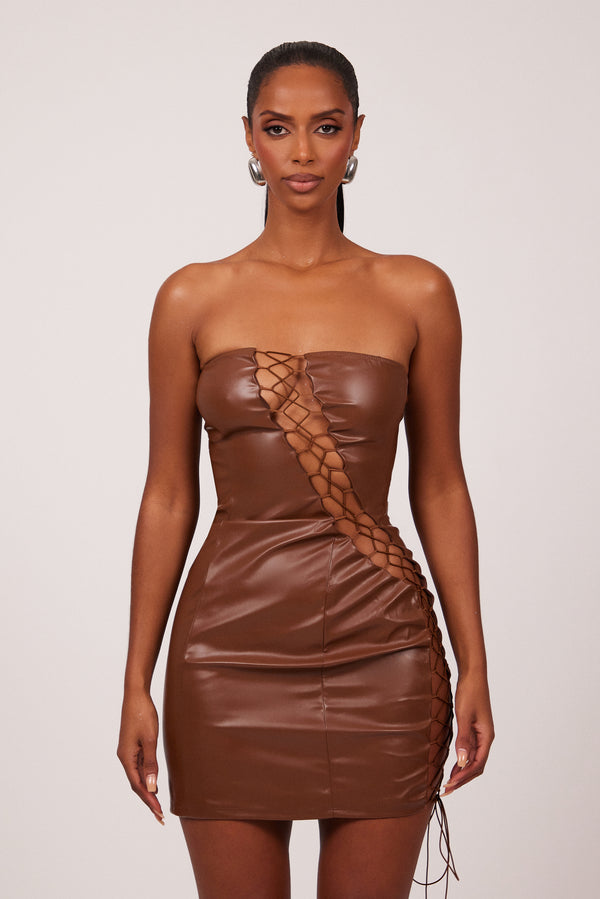 The Laced Leather Mini - Brown