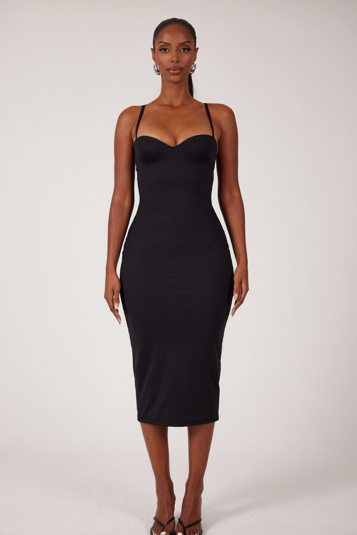 mars the label black dress The Tie Front Maxi Dress in Black