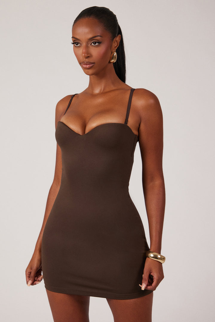 Sculpt Mini Dress in Brown _ Sleek & Body-Contouring Fit – marsthelabel