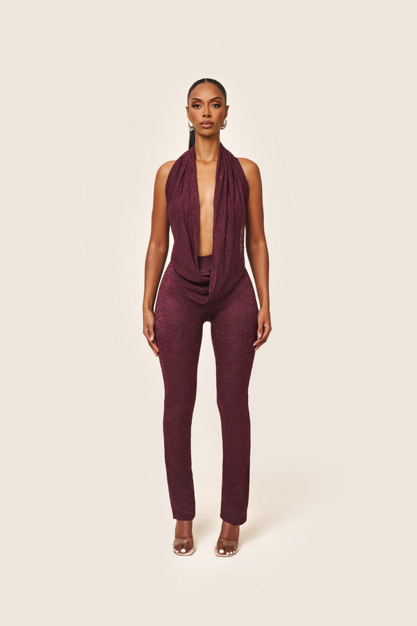 Leia Trousers in Plum Lace