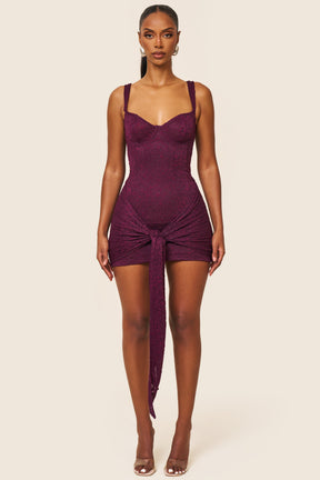 Mars The Label Tie Front Mini - Plum main image 1