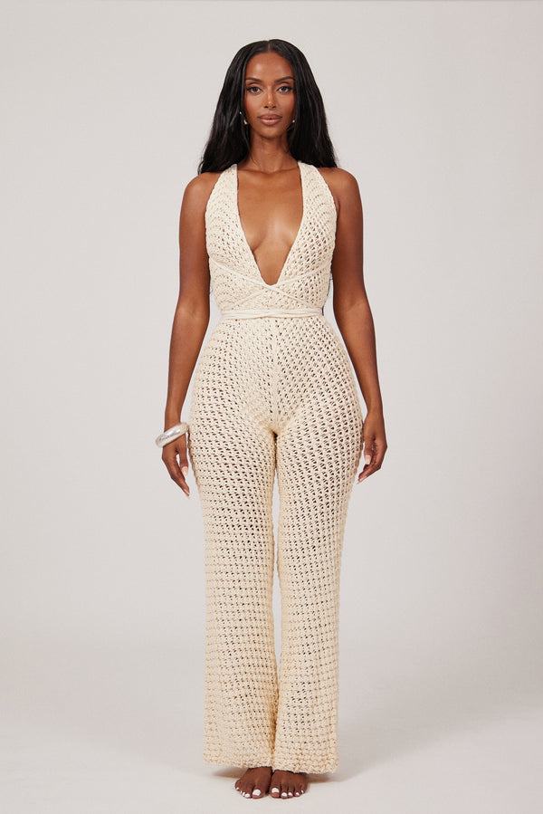 The Crochet Fishtail jumpsuit - Cream