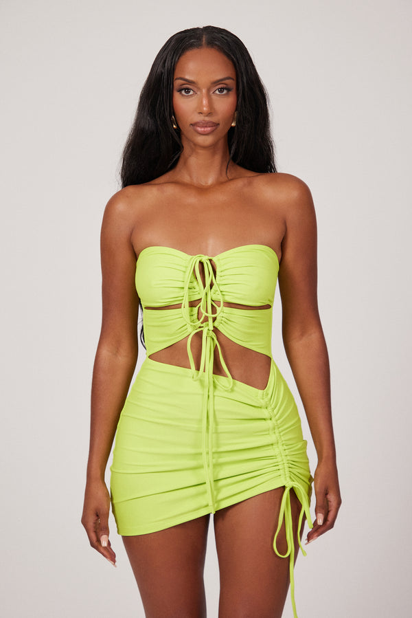 Lime Ruched Mini