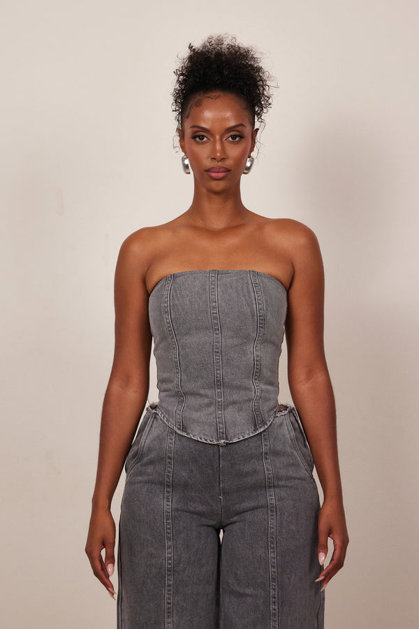 The Brooke Corset - Grey Wash