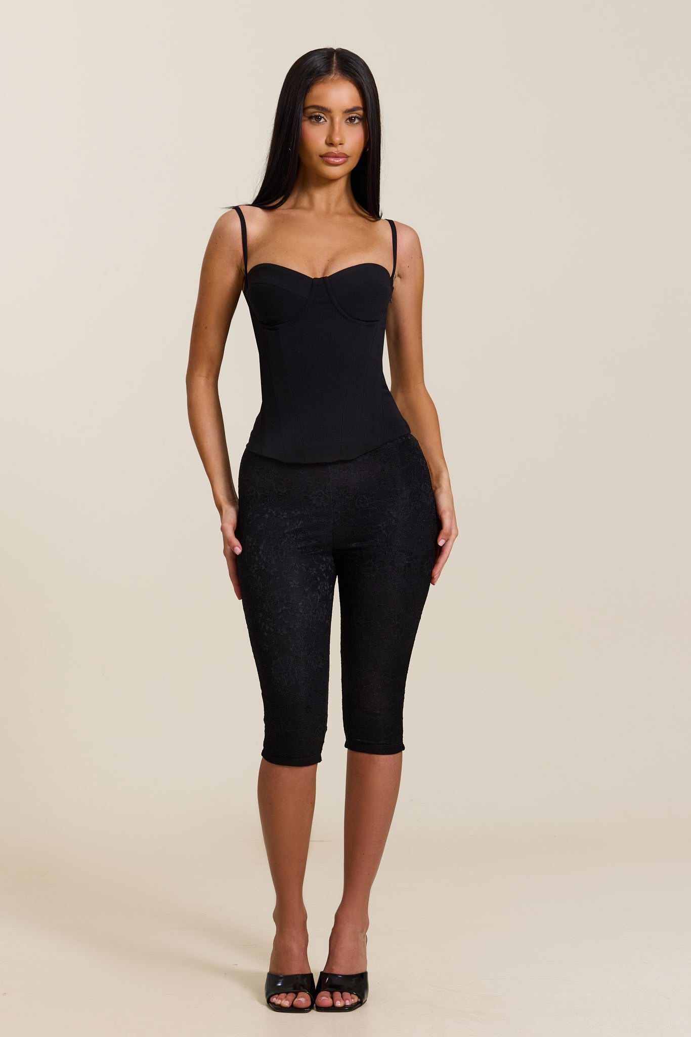 The Everly Lace Up Corset Top in Black - marsthelabel