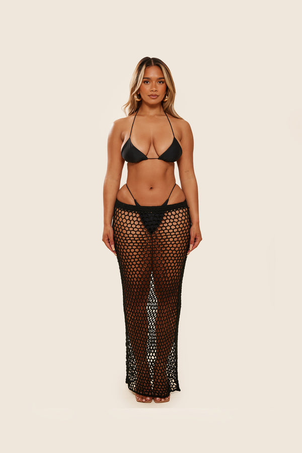 The Crochet maxi cover up- Black