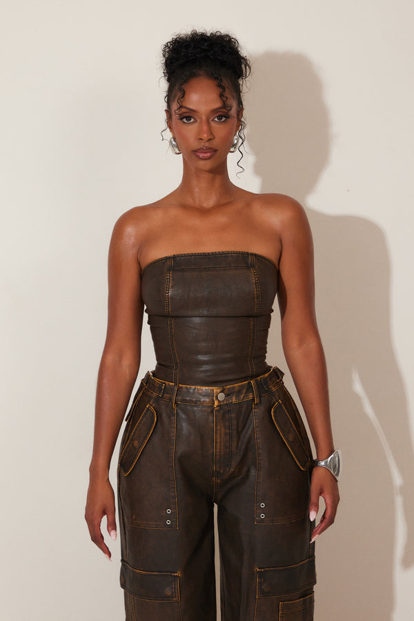 The Zeda Corset - Brown Wash