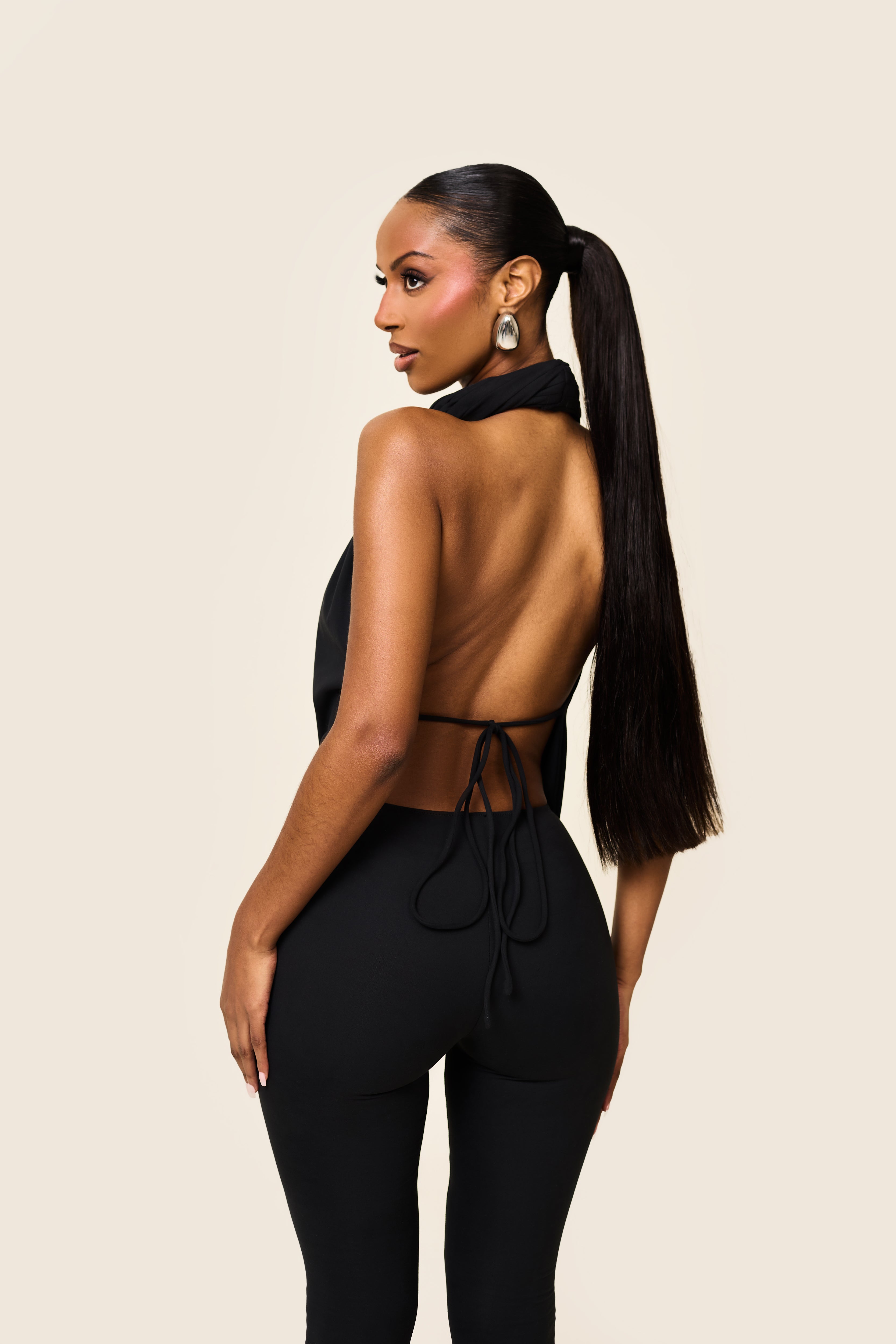Black Plunge Neckline Top | Leia Soft Draped Top – marsthelabel