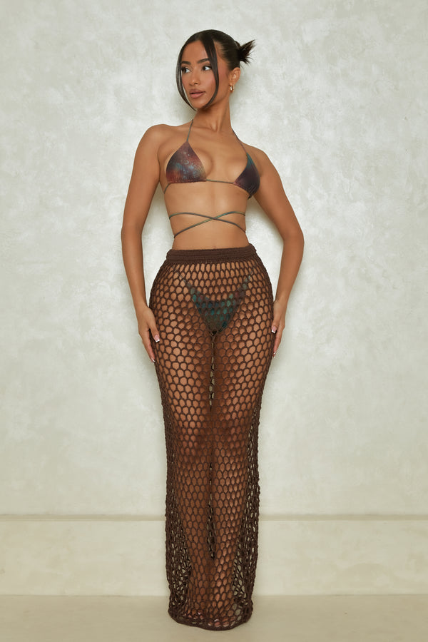 The Crochet maxi cover up- Brown