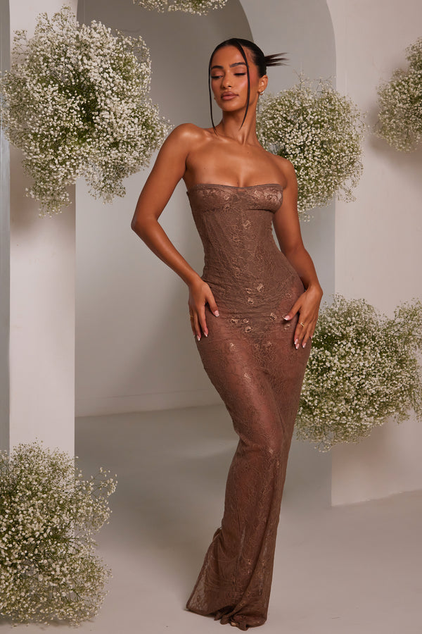 The body lace maxi dress - Brown