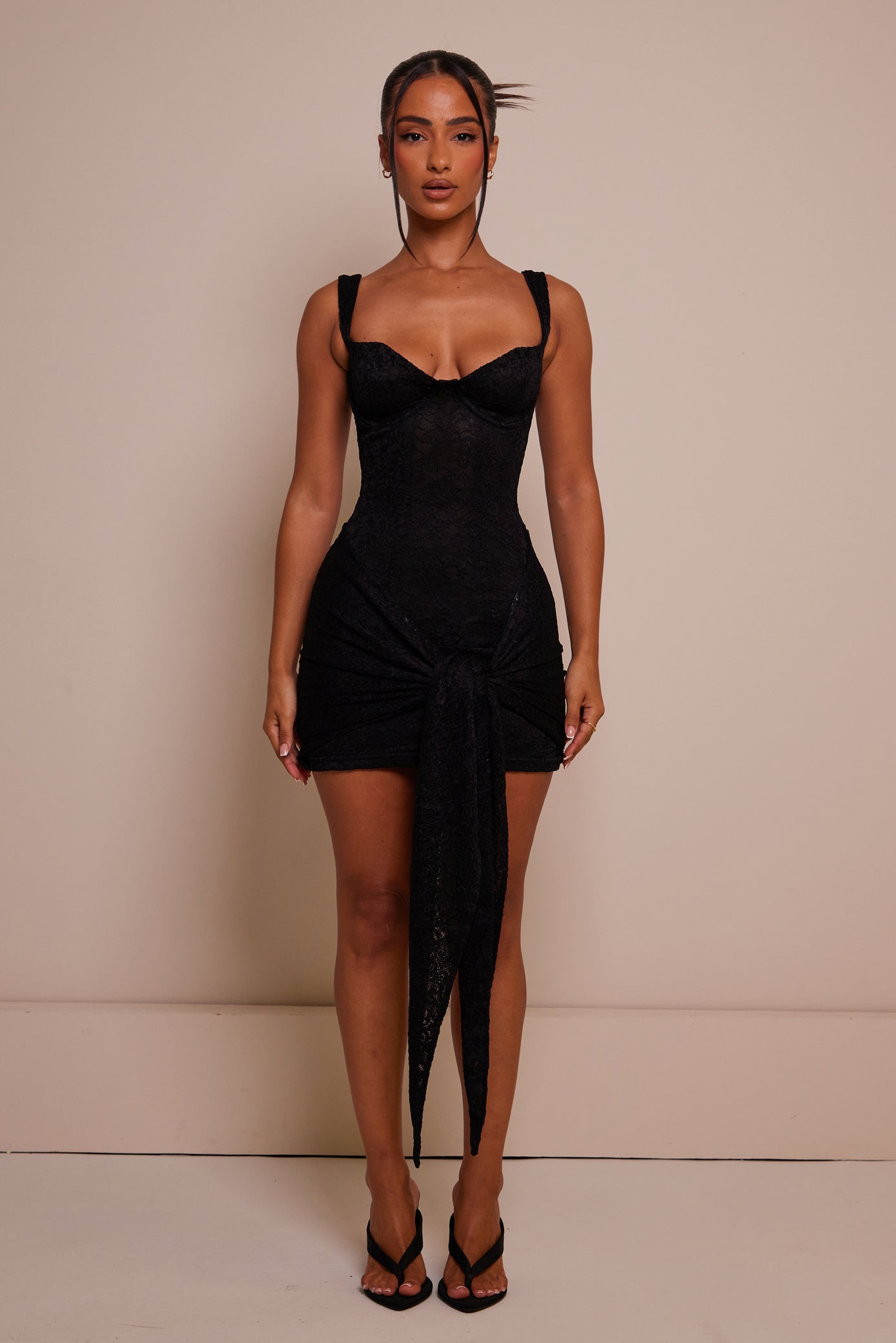 Tie Front Lace Mini Black Marsthelabel tie-front-lace-mini-black-marsthelabel