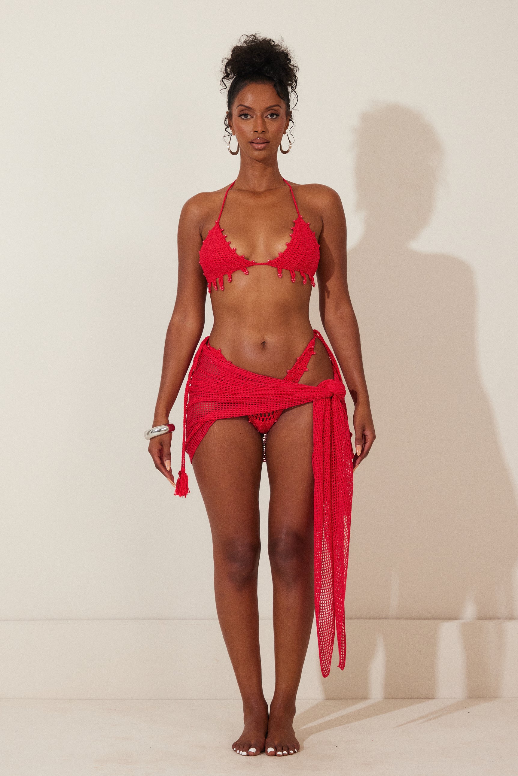 red crochet bikini top