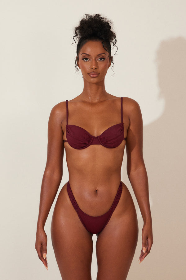 Ruched cup bikini - Wine