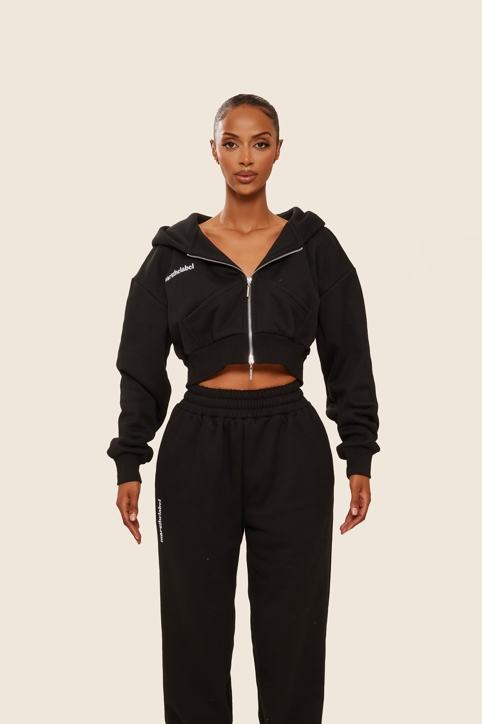 The Classics Cropped Zip Hoodie in Black – marsthelabel