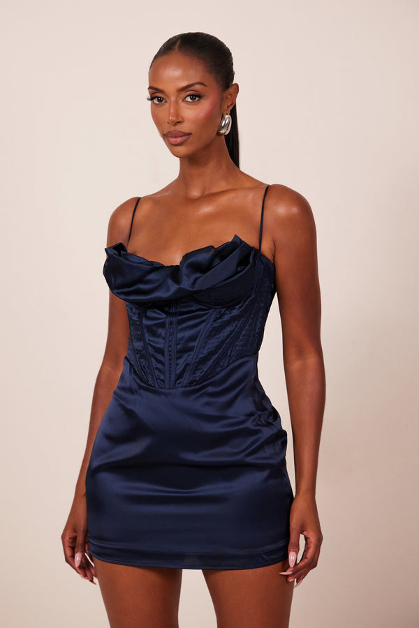 The Satin corset mini- Navy