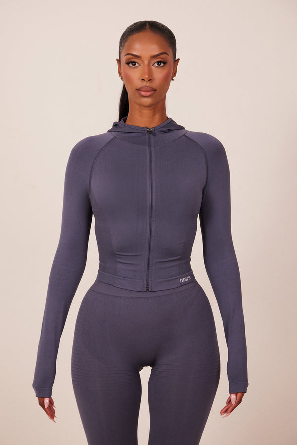 The Mars seamless hooded zip jacket- Navy