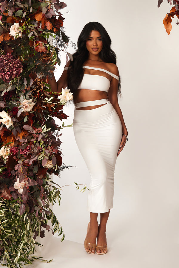 The Off Shoulder Midaxi Set White