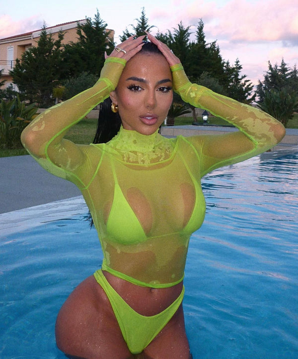 The Mesh top bikini set- Lime