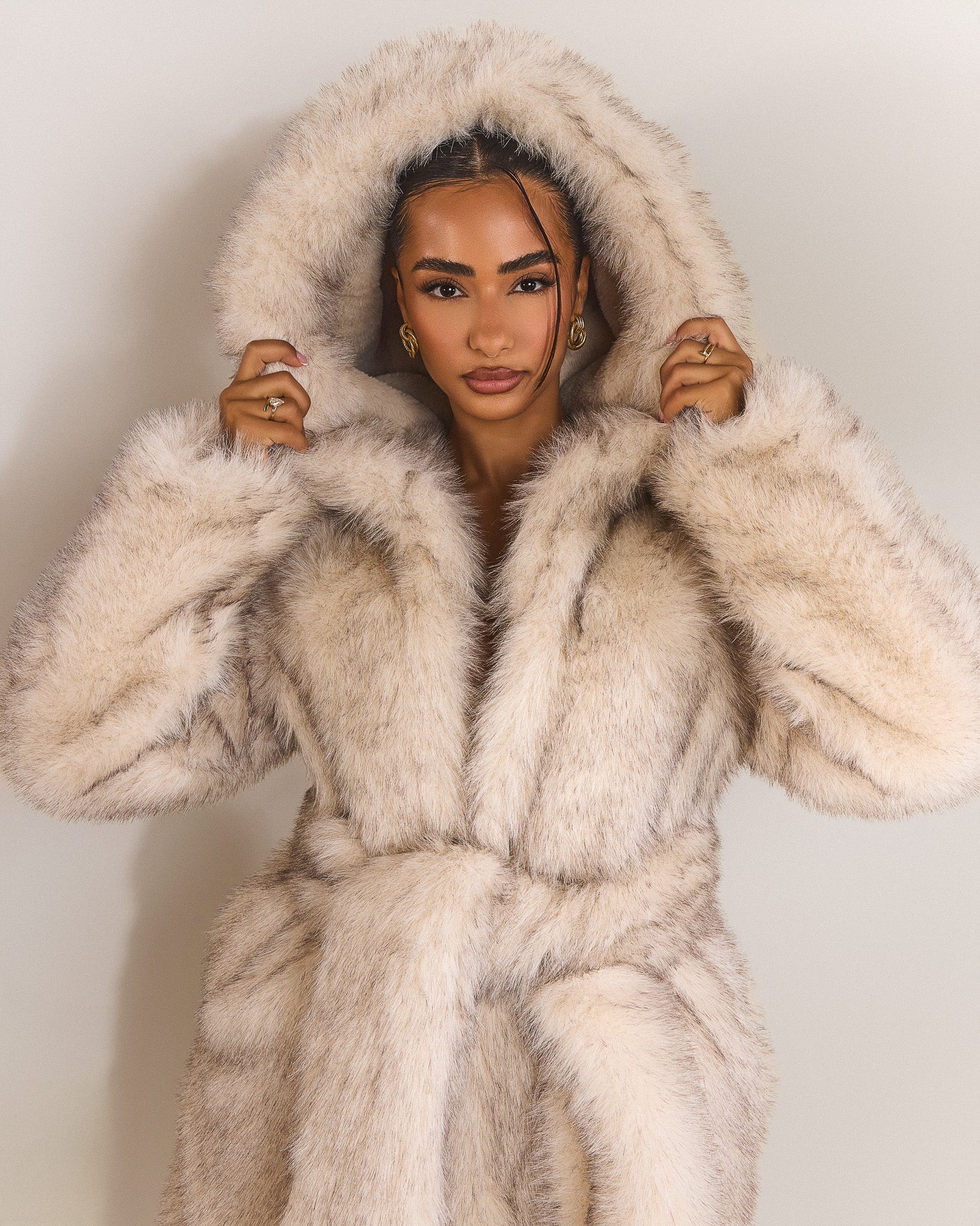 Fur Hooded Maxi Coat in Cream – Our Chic Winter Essential