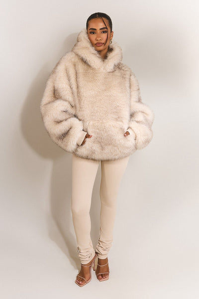 The Blair Fur Hoodie in Cream _ Pay in 3 with Klarna – marsthelabel