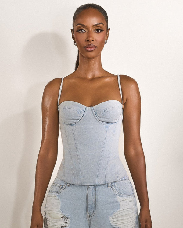 The Everly Corset in Denim