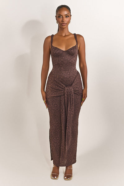 The Tie Front Maxi Dress in Brown marsthelabel The Tie Front Maxi Dress in Brown marsthelabel