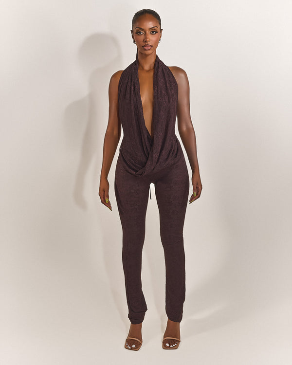 Leia Trousers in Brown Lace