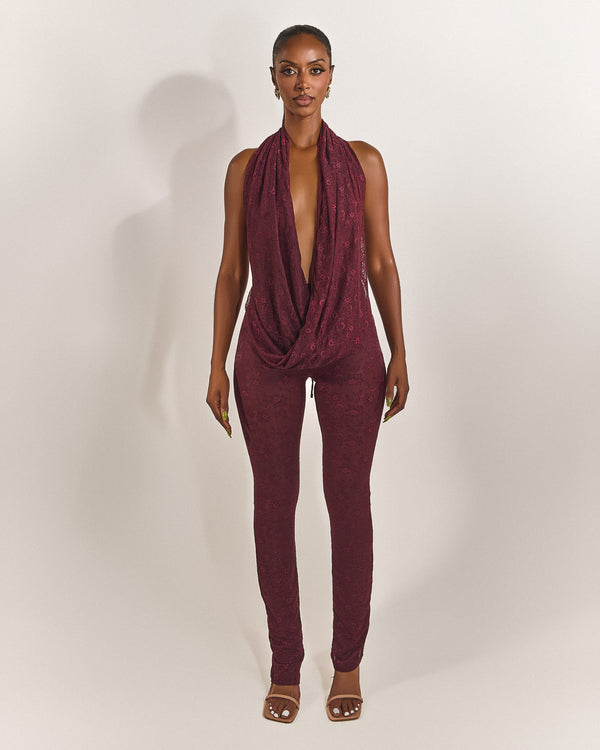 Leia Trousers in Plum Lace