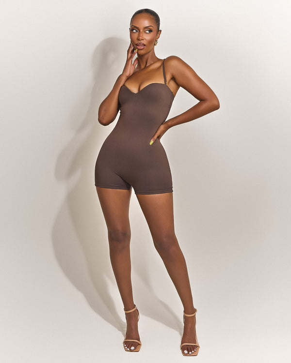 The Sculpt Playsuit in Brown