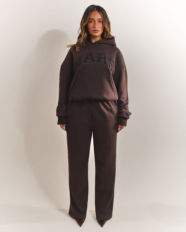 The Varsity Straight Leg Jogger in Brown