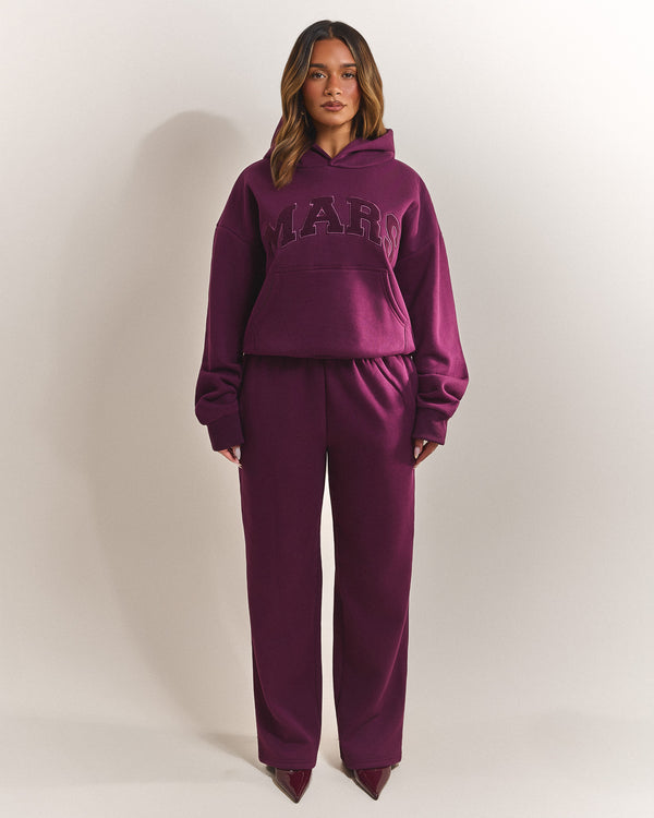 The Varsity Straight Leg Jogger in Plum
