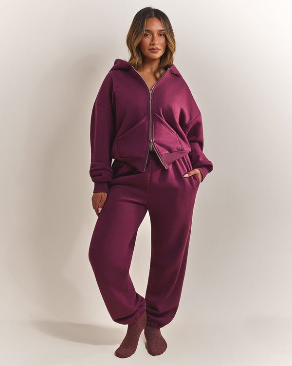 The Classics Longline Zip Jacket in Plum