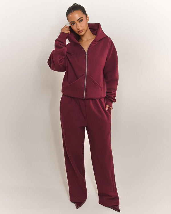 The Classics Longline Zip Jacket in Wine