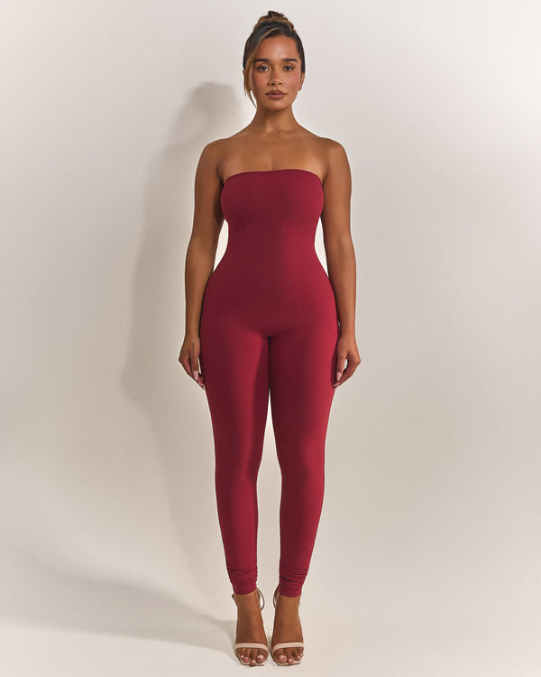 The Sculpt Long Unitard in Wine