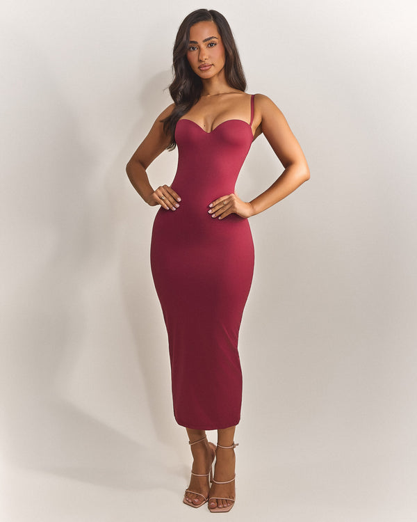 The Sculpt Midaxi in Red