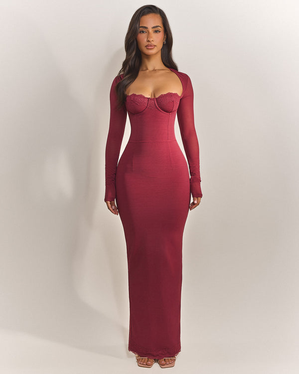 The Long Sleeve Bij Maxi in Red