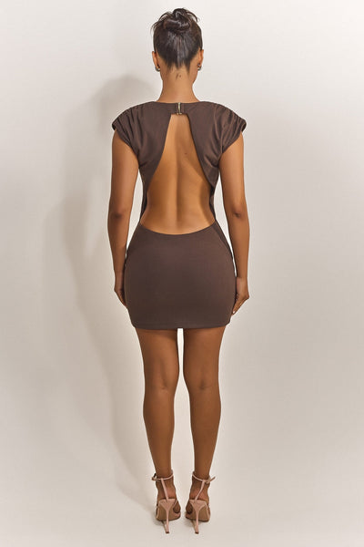 strapless open back dress Lorena Ruffled Mini Dress