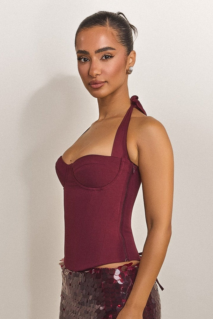 The Zadie Halter Neck Corset Top – Supportive Sculpted Fit