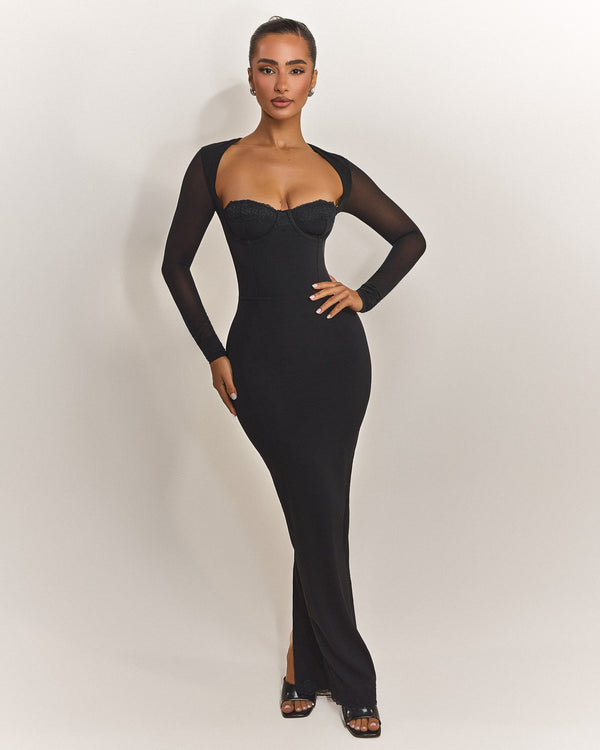 The Long Sleeve Bij Maxi in Black