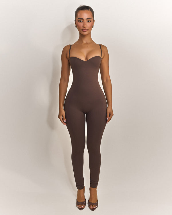 The Sculpt Jumpsuit in Brown