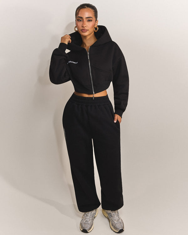 The Classics Cropped Zip Hoodie in Black