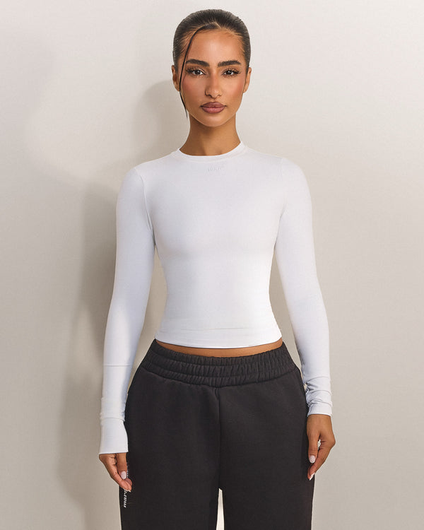 The Sculpt Long Sleeve Top in White