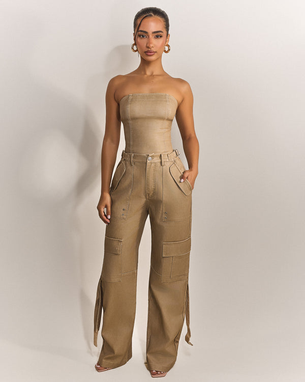 The Zeda Corset in Light Brown Wash