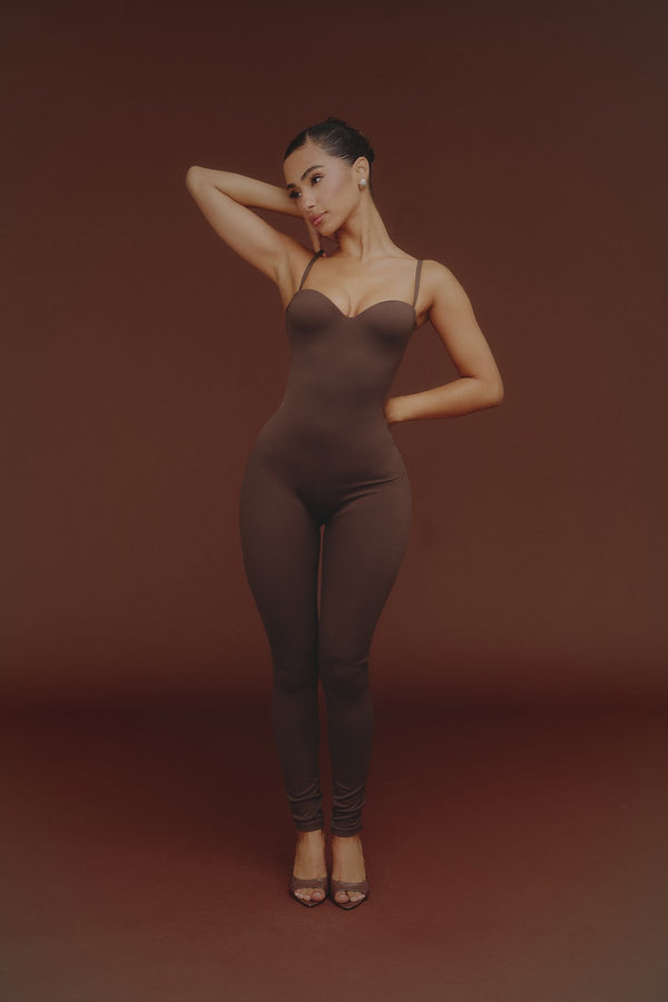 The Sculpt Jumpsuit in Brown