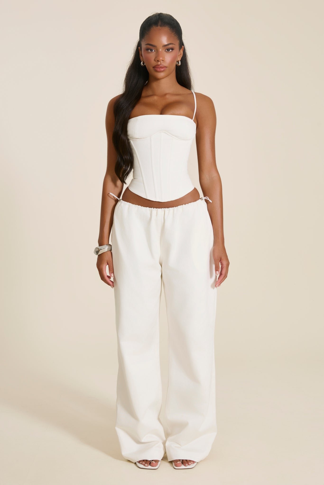 The Sandra Scoop Corset Vest Top in Cream | Mars The Label