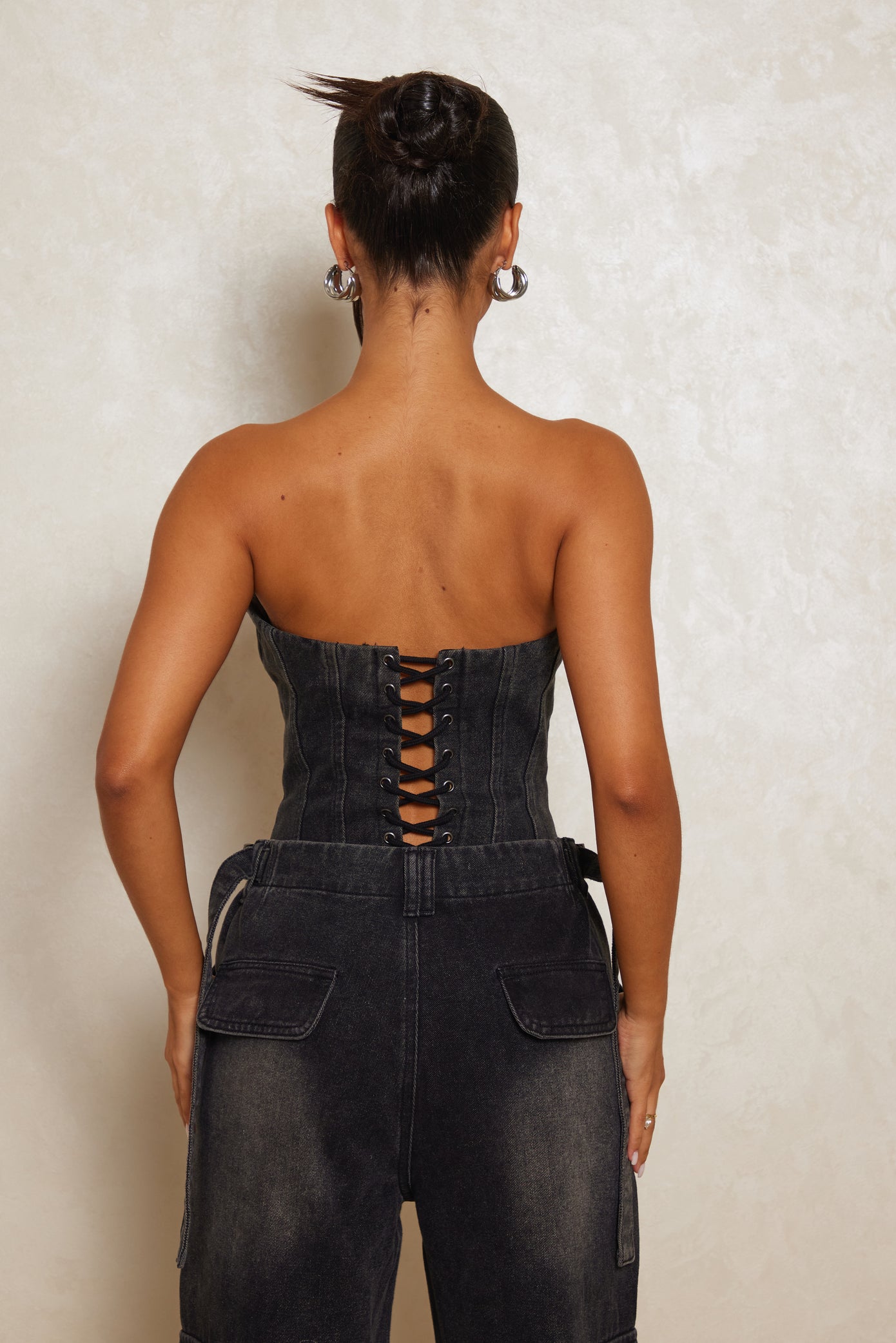 The Denim button up corset- Dark wash – marsthelabel