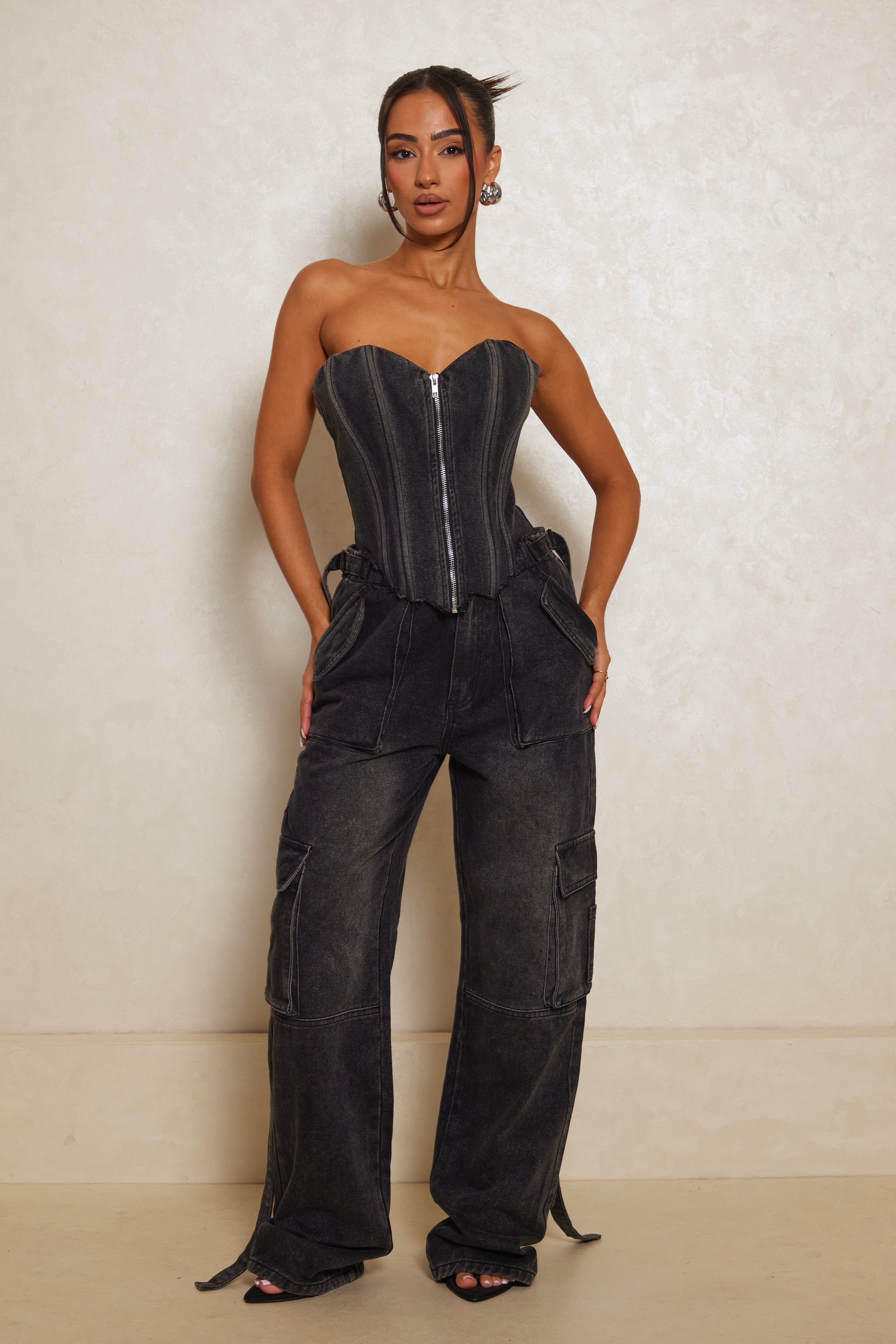 Denim Zip Corset - Dark Wash – marsthelabel