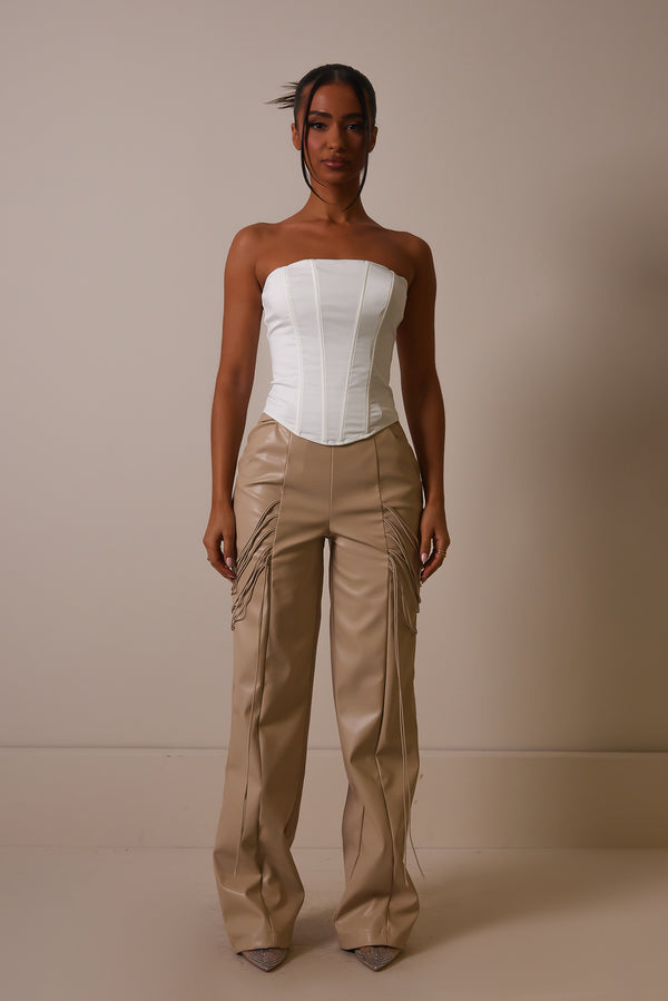 String detail leather trousers