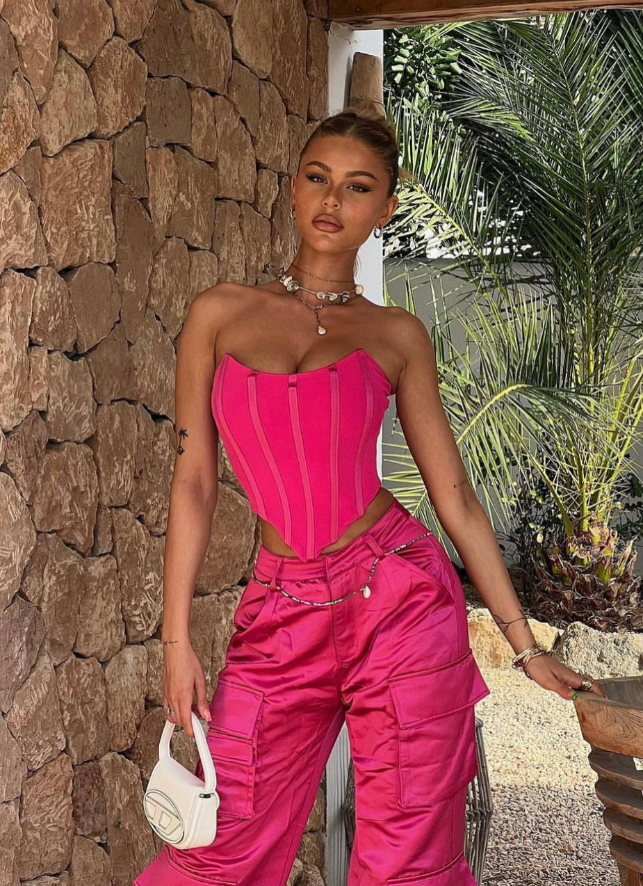 Pink corset tops to wear out online